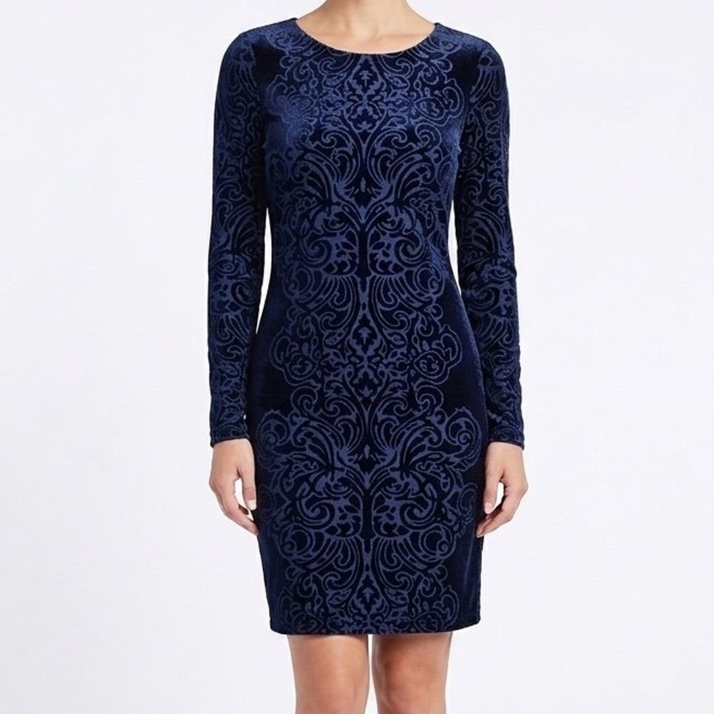 Wolford Ada Dress Sapphire Blue Velvet Bodycon Small Transparent Details